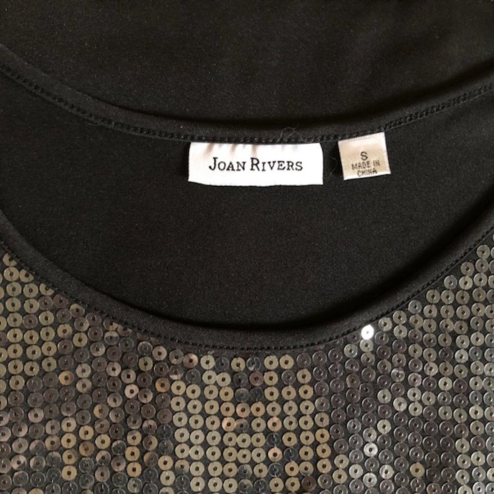 Joan Rivers black sequined tank top, size S - Picture 3 of 4